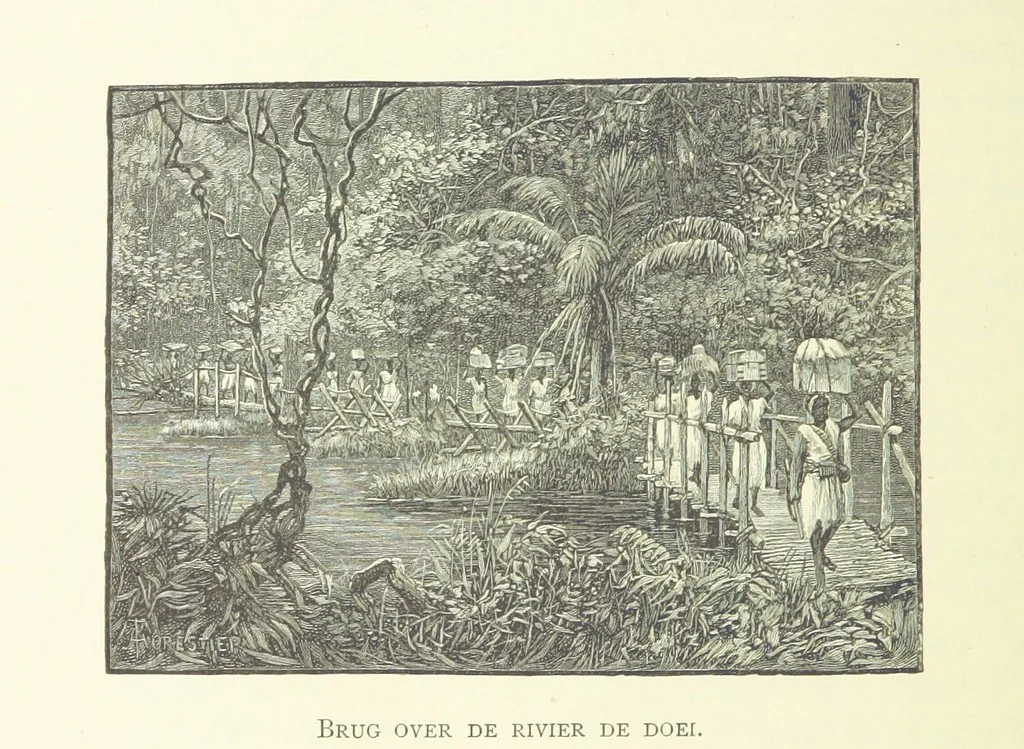 An illustration from Stanley in Afrika's donkere wildernissen, etc. [Translated from “In Darkest Afrika” by H. Tiedeman, 1890, leaf 702