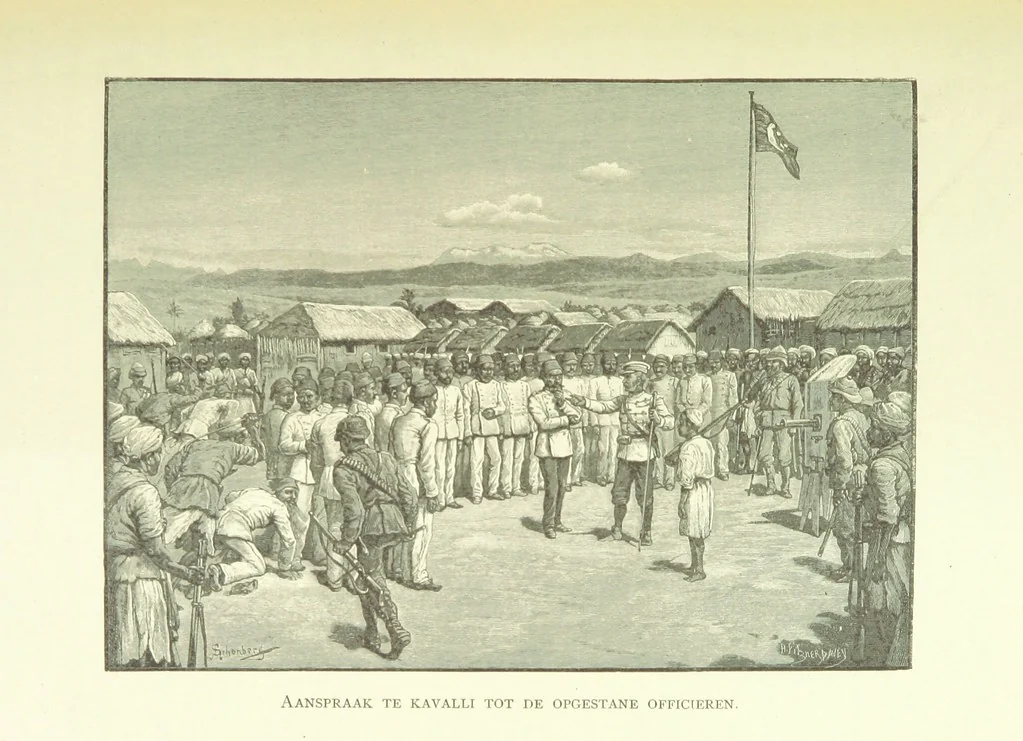 An illustration from Stanley in Afrika's donkere wildernissen, etc. [Translated from “In Darkest Afrika” by H. Tiedeman, 1890, leaf 807