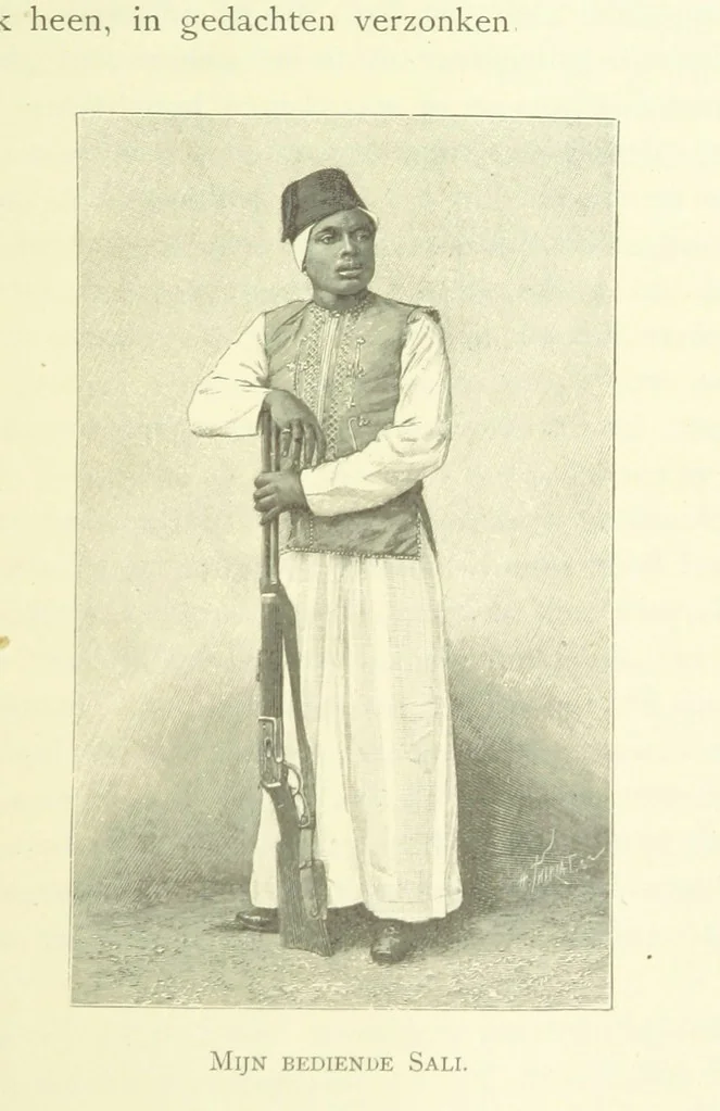 An illustration from Stanley in Afrika's donkere wildernissen, etc. [Translated from “In Darkest Afrika” by H. Tiedeman, 1890, leaf 845