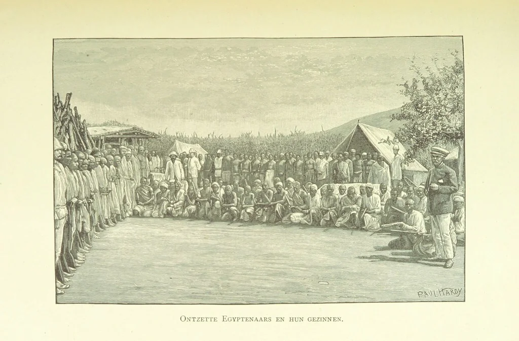 An illustration from Stanley in Afrika's donkere wildernissen, etc. [Translated from “In Darkest Afrika” by H. Tiedeman, 1890, leaf 887