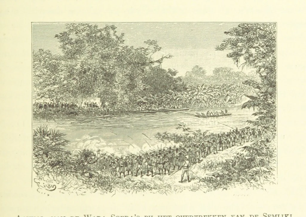 An illustration from Stanley in Afrika's donkere wildernissen, etc. [Translated from “In Darkest Afrika” by H. Tiedeman, 1890, leaf 947