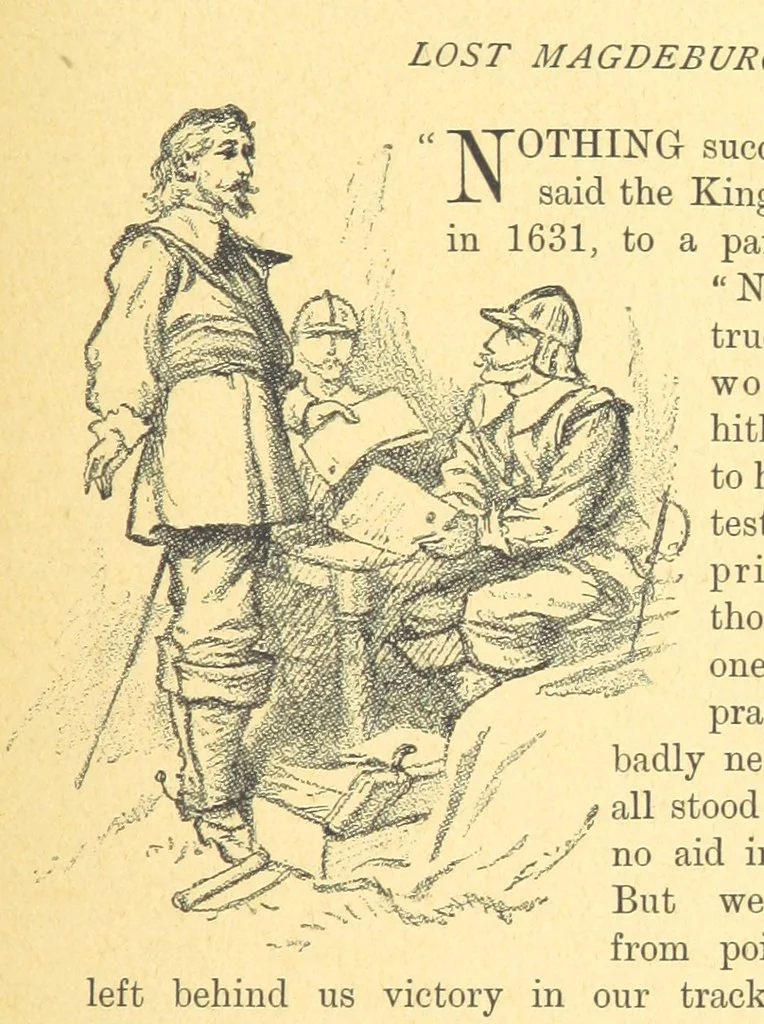 An illustration from Never Give In. A tale of the life and times of Gustavus Adolphus, 1896, leaf 363