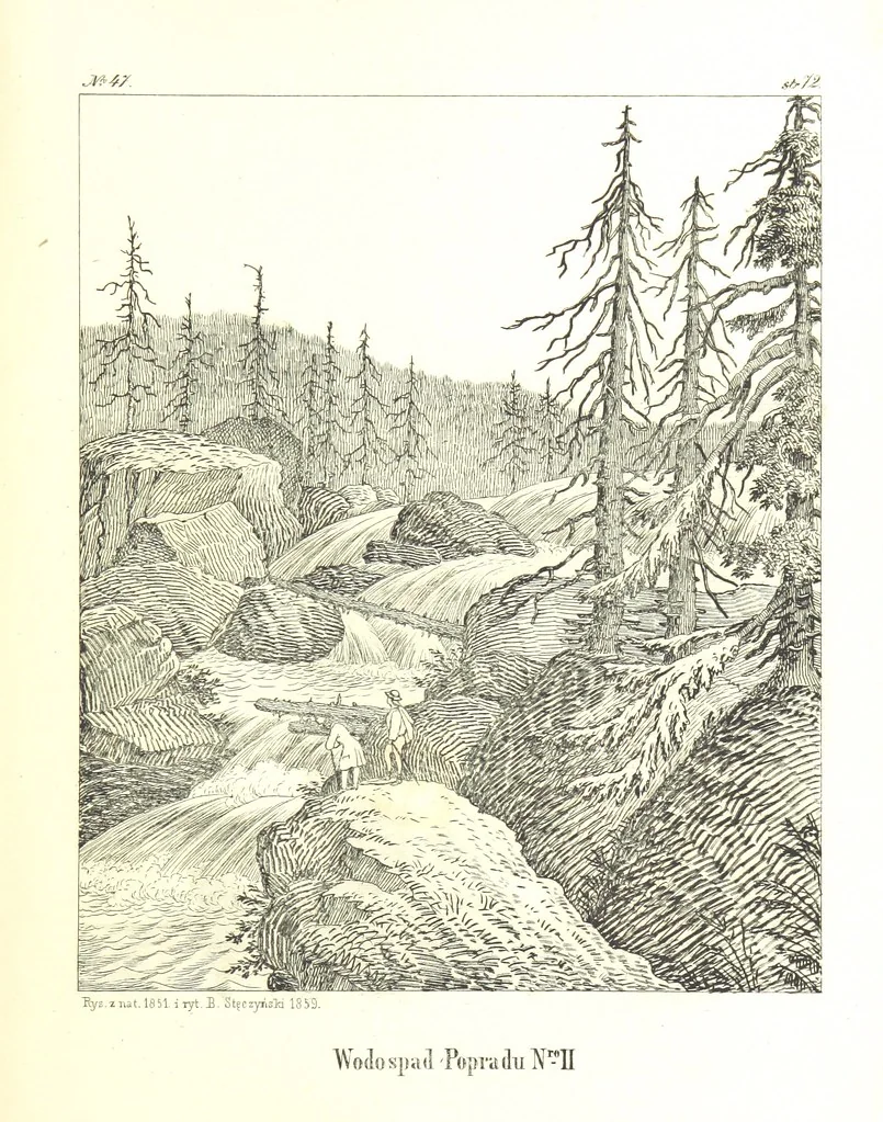 An illustration from Pieniny i Tatry: zbiór 80 malowniczych widoków ... wolną ręką z natury, a na kamieniu ... rytowanych, z treściwym onych przez autora opisem, 1860, leaf 113