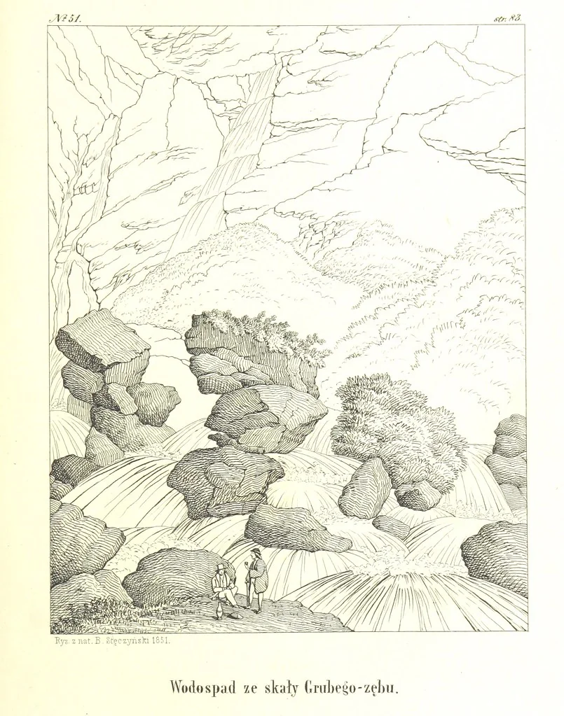 An illustration from Pieniny i Tatry: zbiór 80 malowniczych widoków ... wolną ręką z natury, a na kamieniu ... rytowanych, z treściwym onych przez autora opisem, 1860, leaf 121