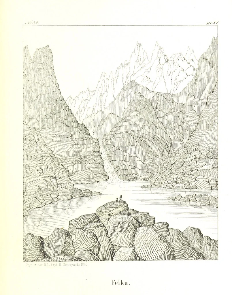 An illustration from Pieniny i Tatry: zbiór 80 malowniczych widoków ... wolną ręką z natury, a na kamieniu ... rytowanych, z treściwym onych przez autora opisem, 1860, leaf 127