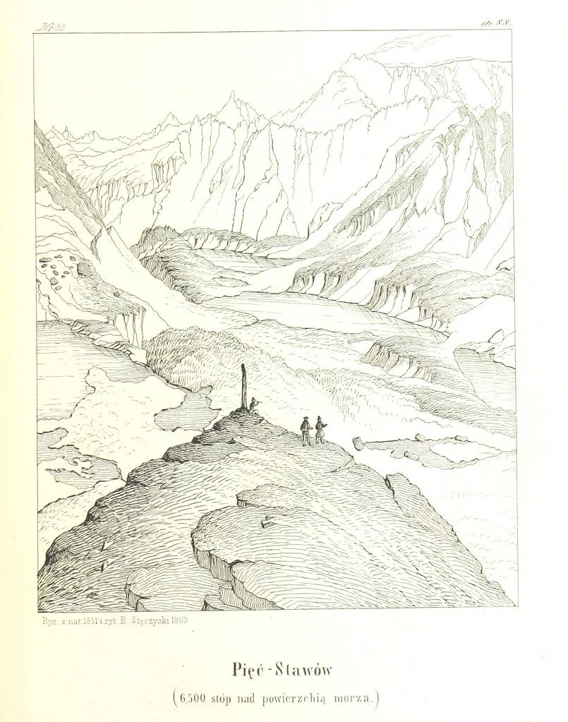 An illustration from Pieniny i Tatry: zbiór 80 malowniczych widoków ... wolną ręką z natury, a na kamieniu ... rytowanych, z treściwym onych przez autora opisem, 1860, leaf 129