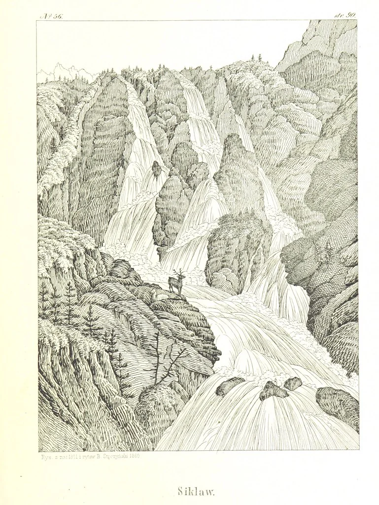 An illustration from Pieniny i Tatry: zbiór 80 malowniczych widoków ... wolną ręką z natury, a na kamieniu ... rytowanych, z treściwym onych przez autora opisem, 1860, leaf 131