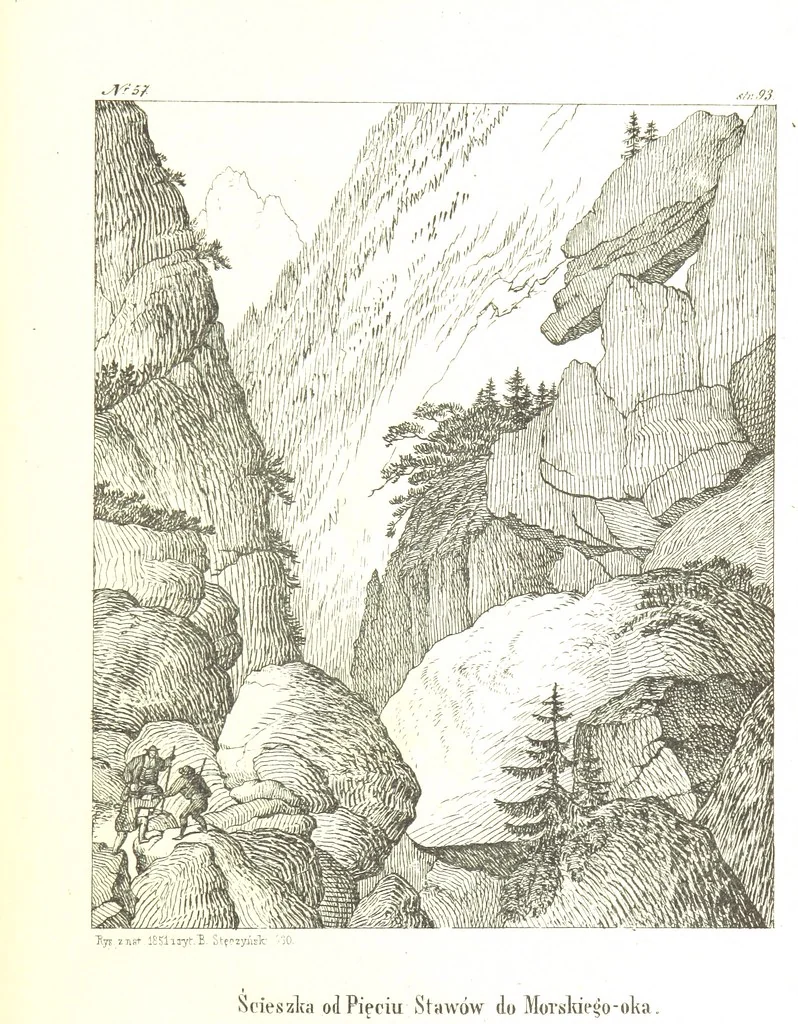 An illustration from Pieniny i Tatry: zbiór 80 malowniczych widoków ... wolną ręką z natury, a na kamieniu ... rytowanych, z treściwym onych przez autora opisem, 1860, leaf 133
