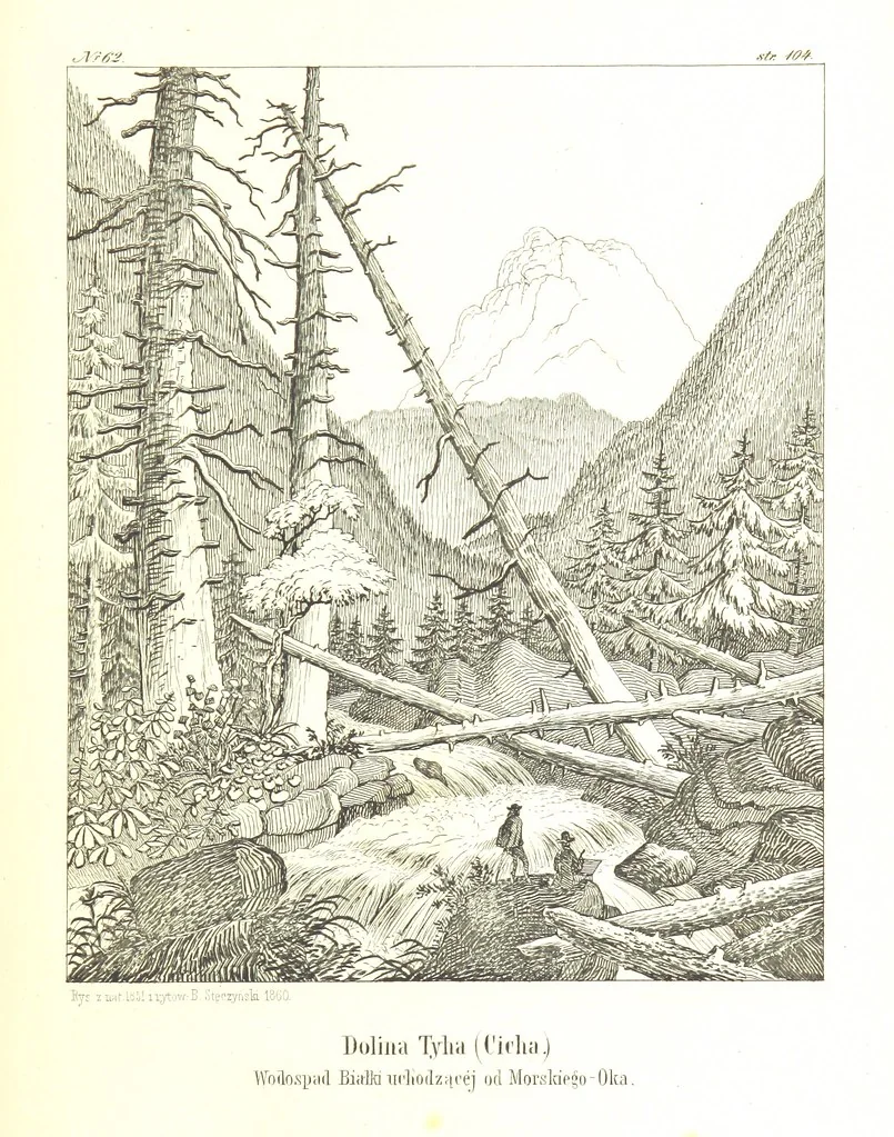 An illustration from Pieniny i Tatry: zbiór 80 malowniczych widoków ... wolną ręką z natury, a na kamieniu ... rytowanych, z treściwym onych przez autora opisem, 1860, leaf 143
