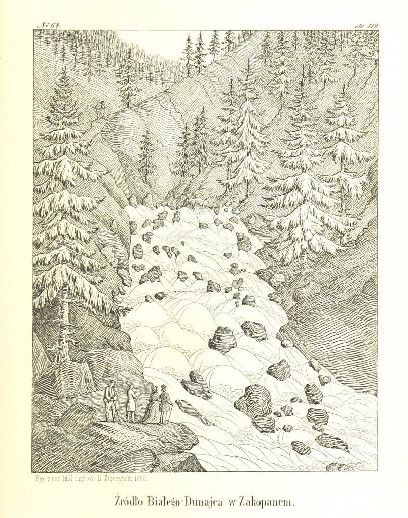An illustration from Pieniny i Tatry: zbiór 80 malowniczych widoków ... wolną ręką z natury, a na kamieniu ... rytowanych, z treściwym onych przez autora opisem, 1860, leaf 147