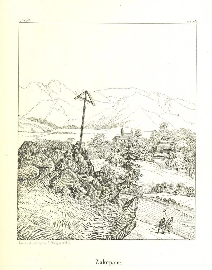 An illustration from Pieniny i Tatry: zbiór 80 malowniczych widoków ... wolną ręką z natury, a na kamieniu ... rytowanych, z treściwym onych przez autora opisem, 1860, leaf 149
