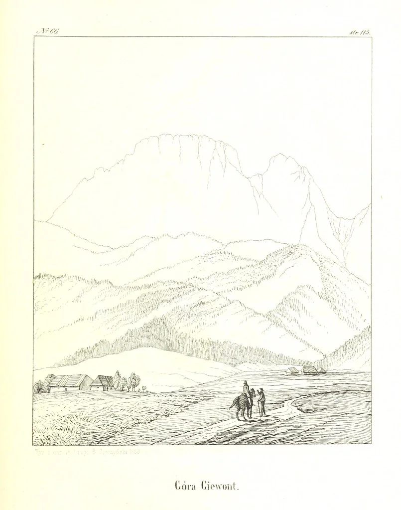 An illustration from Pieniny i Tatry: zbiór 80 malowniczych widoków ... wolną ręką z natury, a na kamieniu ... rytowanych, z treściwym onych przez autora opisem, 1860, leaf 151