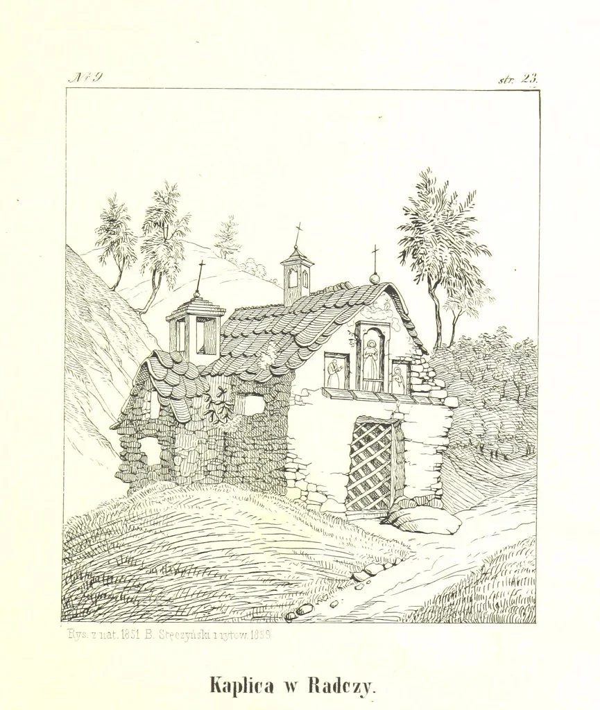 An illustration from Pieniny i Tatry: zbiór 80 malowniczych widoków ... wolną ręką z natury, a na kamieniu ... rytowanych, z treściwym onych przez autora opisem, 1860, leaf 37
