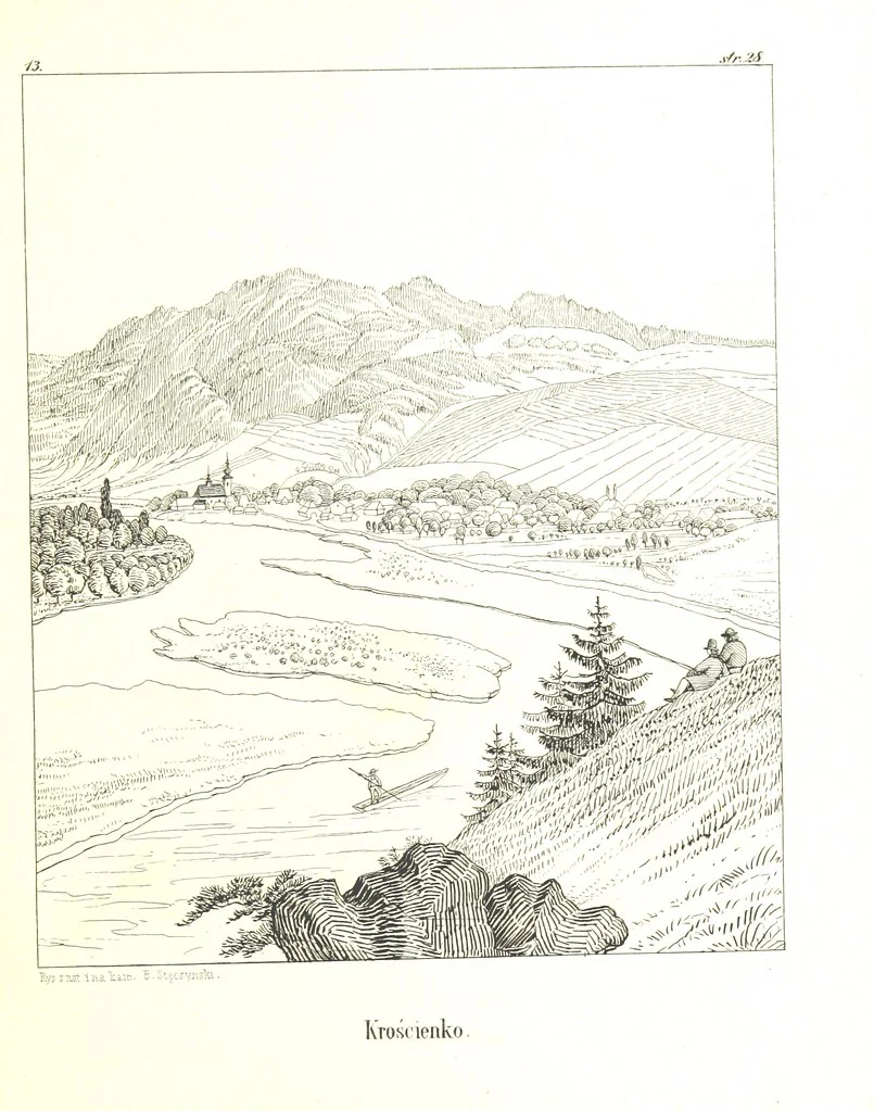 An illustration from Pieniny i Tatry: zbiór 80 malowniczych widoków ... wolną ręką z natury, a na kamieniu ... rytowanych, z treściwym onych przez autora opisem, 1860, leaf 45