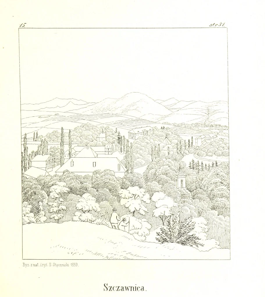 An illustration from Pieniny i Tatry: zbiór 80 malowniczych widoków ... wolną ręką z natury, a na kamieniu ... rytowanych, z treściwym onych przez autora opisem, 1860, leaf 49