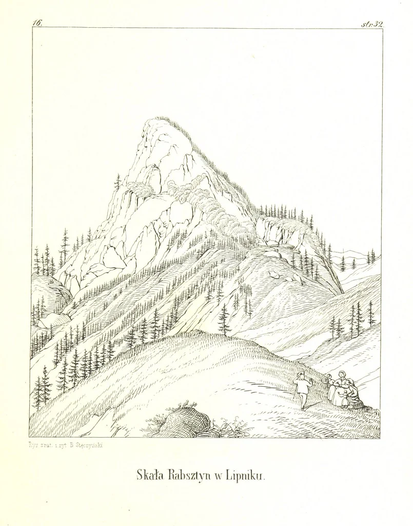 An illustration from Pieniny i Tatry: zbiór 80 malowniczych widoków ... wolną ręką z natury, a na kamieniu ... rytowanych, z treściwym onych przez autora opisem, 1860, leaf 51
