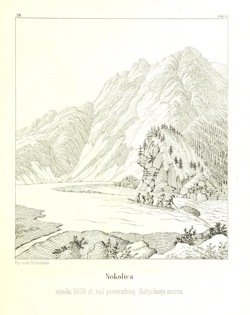 An illustration from Pieniny i Tatry: zbiór 80 malowniczych widoków ... wolną ręką z natury, a na kamieniu ... rytowanych, z treściwym onych przez autora opisem, 1860, leaf 67