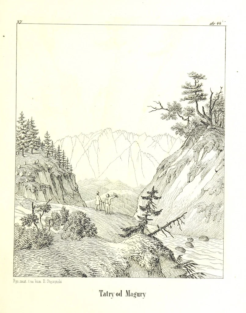 An illustration from Pieniny i Tatry: zbiór 80 malowniczych widoków ... wolną ręką z natury, a na kamieniu ... rytowanych, z treściwym onych przez autora opisem, 1860, leaf 73