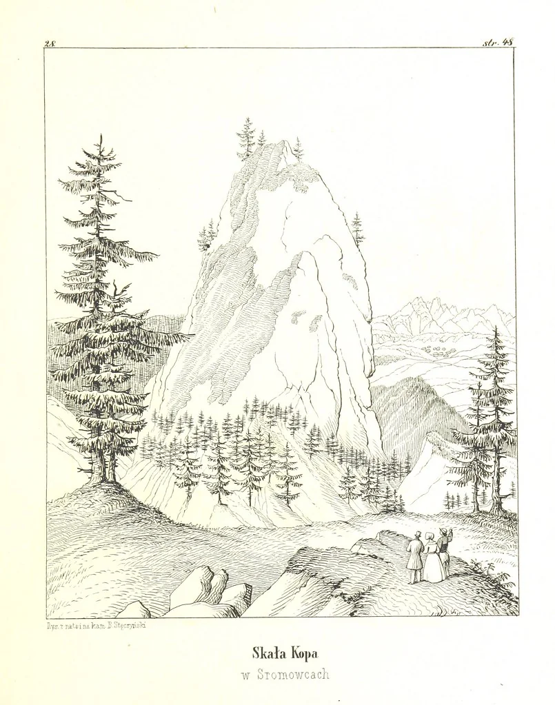 An illustration from Pieniny i Tatry: zbiór 80 malowniczych widoków ... wolną ręką z natury, a na kamieniu ... rytowanych, z treściwym onych przez autora opisem, 1860, leaf 75