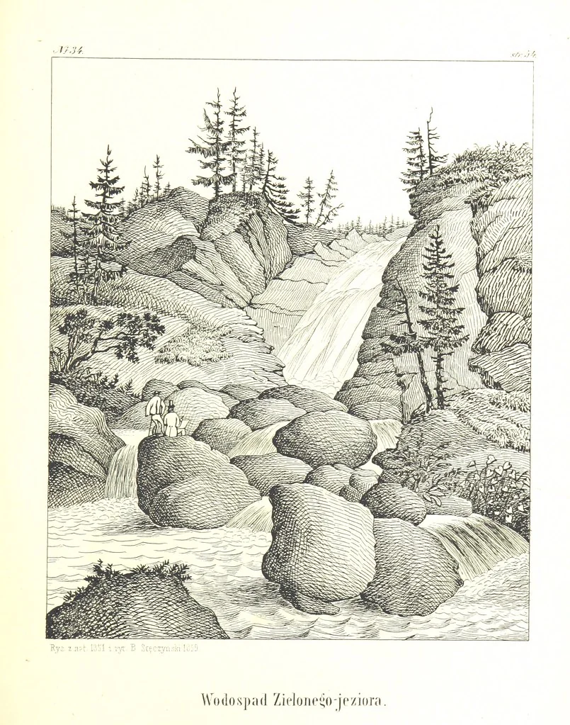 An illustration from Pieniny i Tatry: zbiór 80 malowniczych widoków ... wolną ręką z natury, a na kamieniu ... rytowanych, z treściwym onych przez autora opisem, 1860, leaf 87
