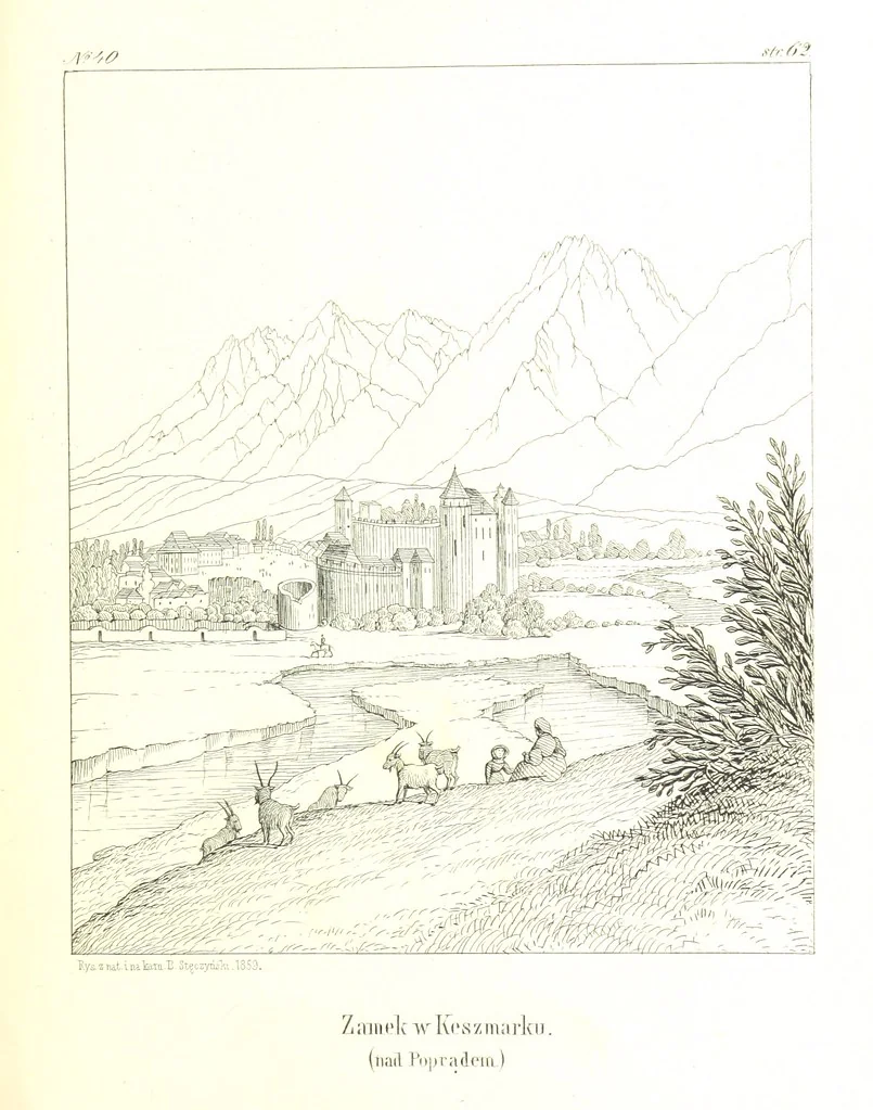 An illustration from Pieniny i Tatry: zbiór 80 malowniczych widoków ... wolną ręką z natury, a na kamieniu ... rytowanych, z treściwym onych przez autora opisem, 1860, leaf 99