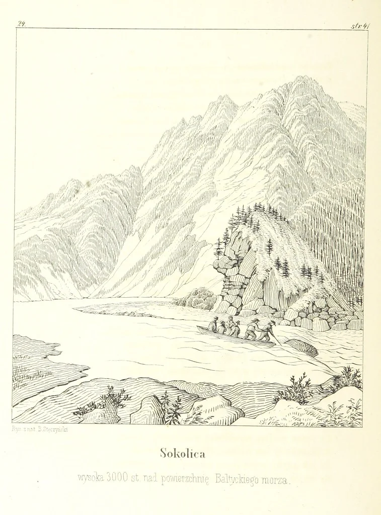 An illustration from Tatry, w dwudziestu czterech obrazach skreślone piórem i rylcem. [In verse.] ... Dzieło ozdobione 80 rvsunkami, przez autora z nautry zdiętemi, etc, 1860, leaf 110
