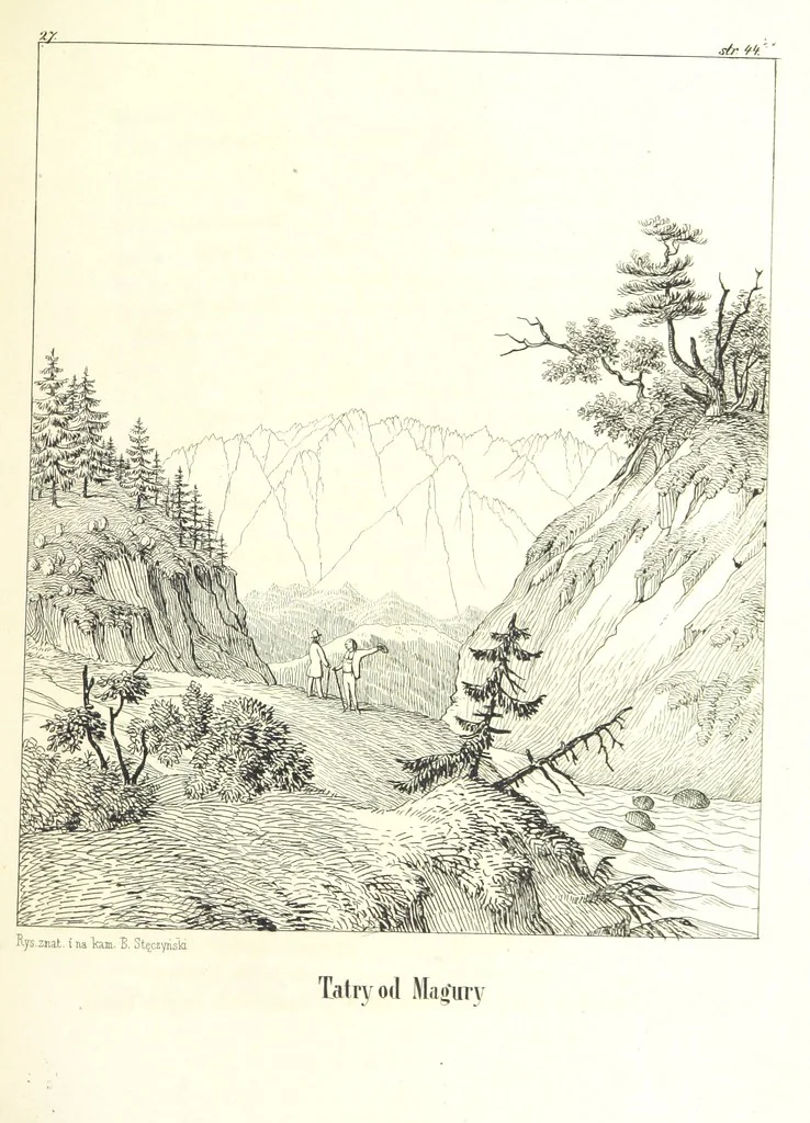 An illustration from Tatry, w dwudziestu czterech obrazach skreślone piórem i rylcem. [In verse.] ... Dzieło ozdobione 80 rvsunkami, przez autora z nautry zdiętemi, etc, 1860, leaf 119