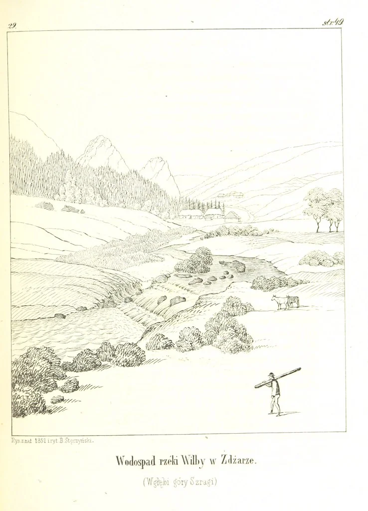 An illustration from Tatry, w dwudziestu czterech obrazach skreślone piórem i rylcem. [In verse.] ... Dzieło ozdobione 80 rvsunkami, przez autora z nautry zdiętemi, etc, 1860, leaf 127