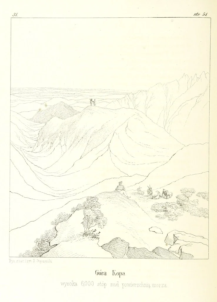 An illustration from Tatry, w dwudziestu czterech obrazach skreślone piórem i rylcem. [In verse.] ... Dzieło ozdobione 80 rvsunkami, przez autora z nautry zdiętemi, etc, 1860, leaf 134