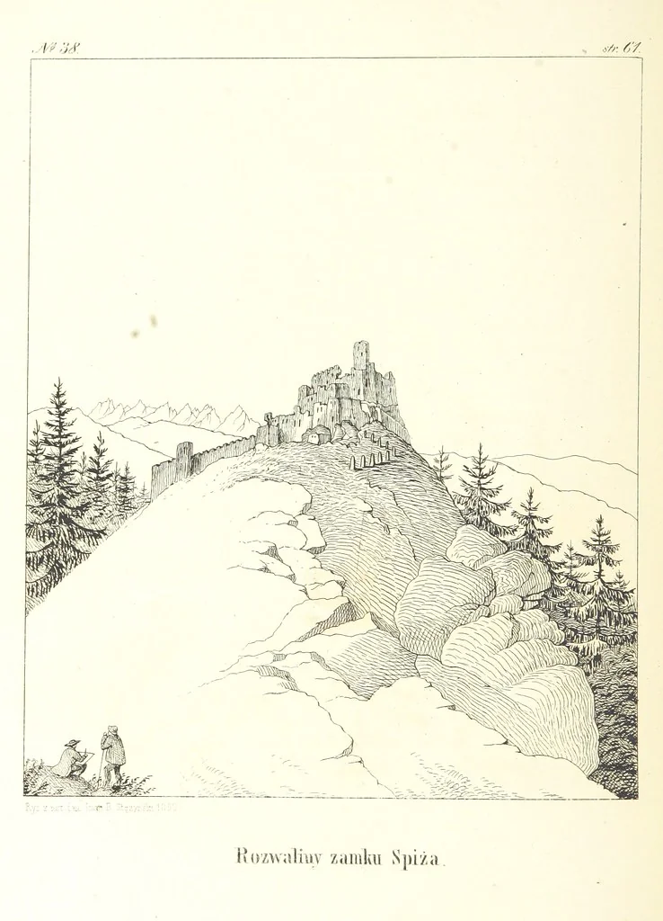 An illustration from Tatry, w dwudziestu czterech obrazach skreślone piórem i rylcem. [In verse.] ... Dzieło ozdobione 80 rvsunkami, przez autora z nautry zdiętemi, etc, 1860, leaf 158