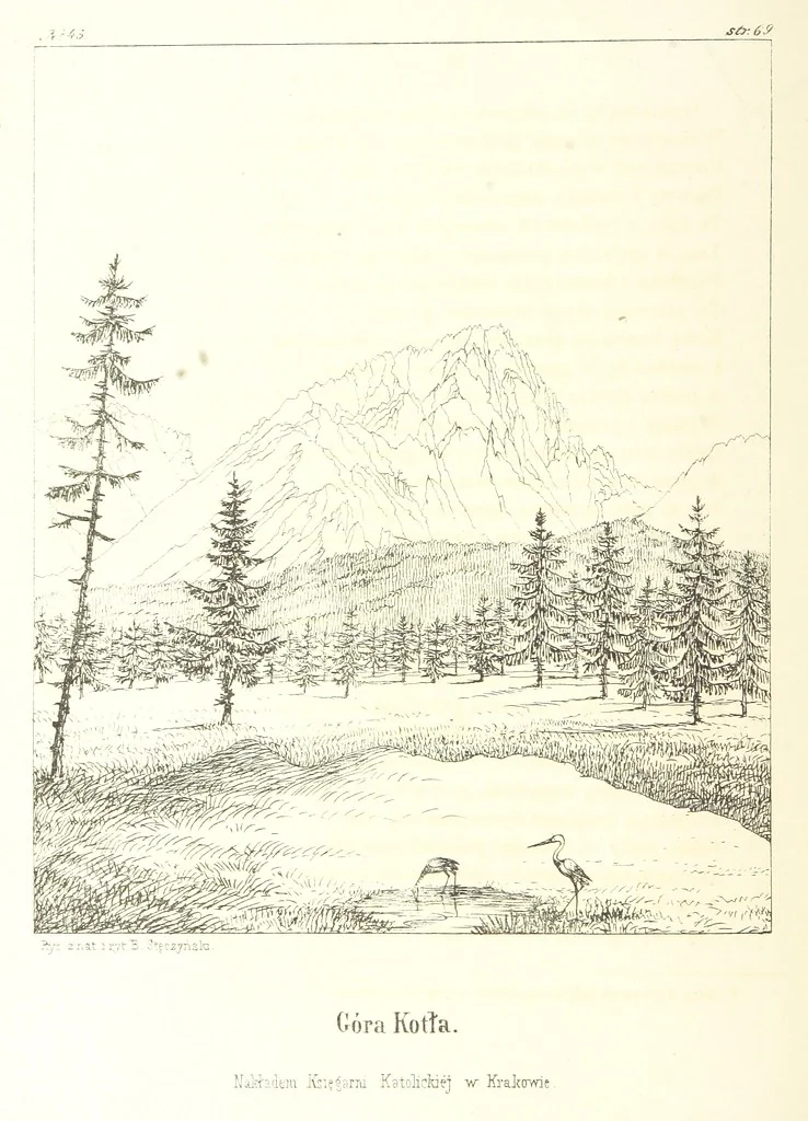 An illustration from Tatry, w dwudziestu czterech obrazach skreślone piórem i rylcem. [In verse.] ... Dzieło ozdobione 80 rvsunkami, przez autora z nautry zdiętemi, etc, 1860, leaf 180