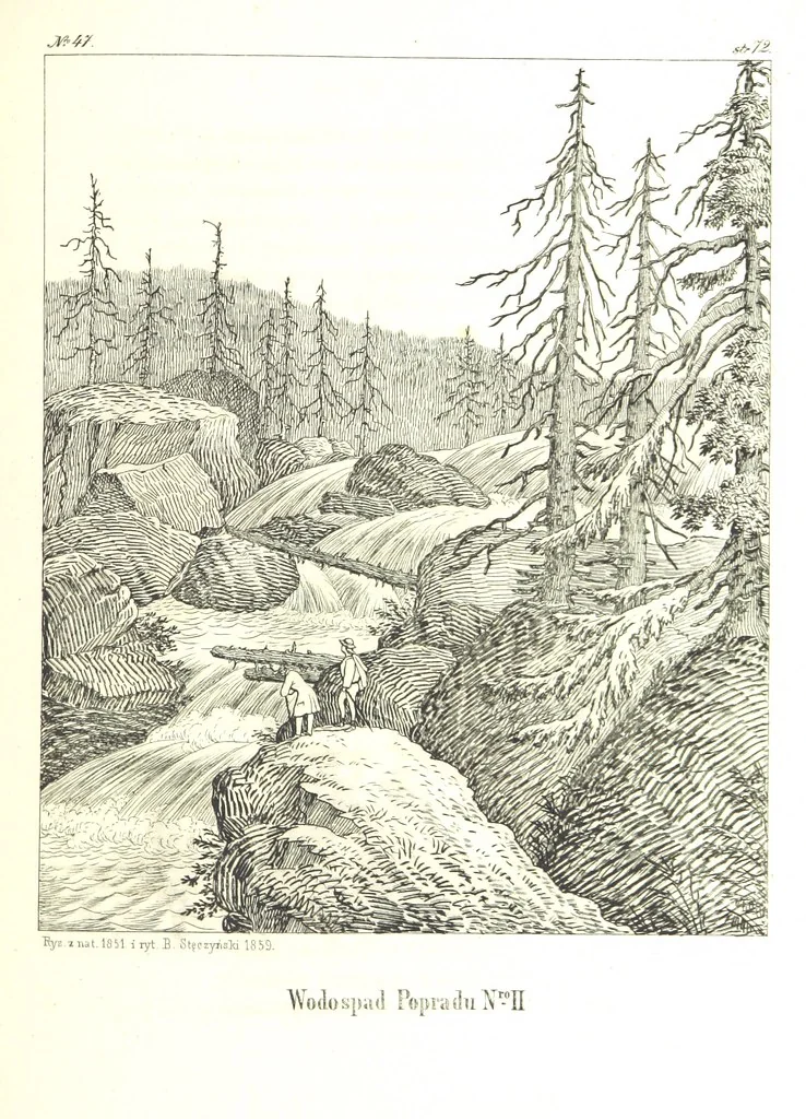An illustration from Tatry, w dwudziestu czterech obrazach skreślone piórem i rylcem. [In verse.] ... Dzieło ozdobione 80 rvsunkami, przez autora z nautry zdiętemi, etc, 1860, leaf 187