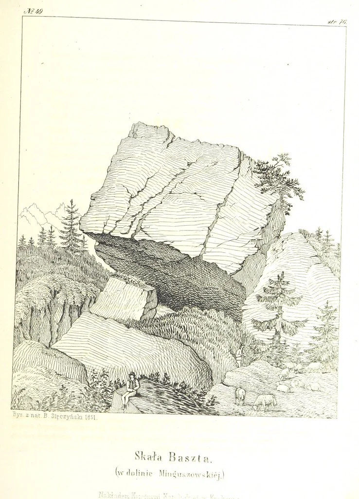 An illustration from Tatry, w dwudziestu czterech obrazach skreślone piórem i rylcem. [In verse.] ... Dzieło ozdobione 80 rvsunkami, przez autora z nautry zdiętemi, etc, 1860, leaf 195