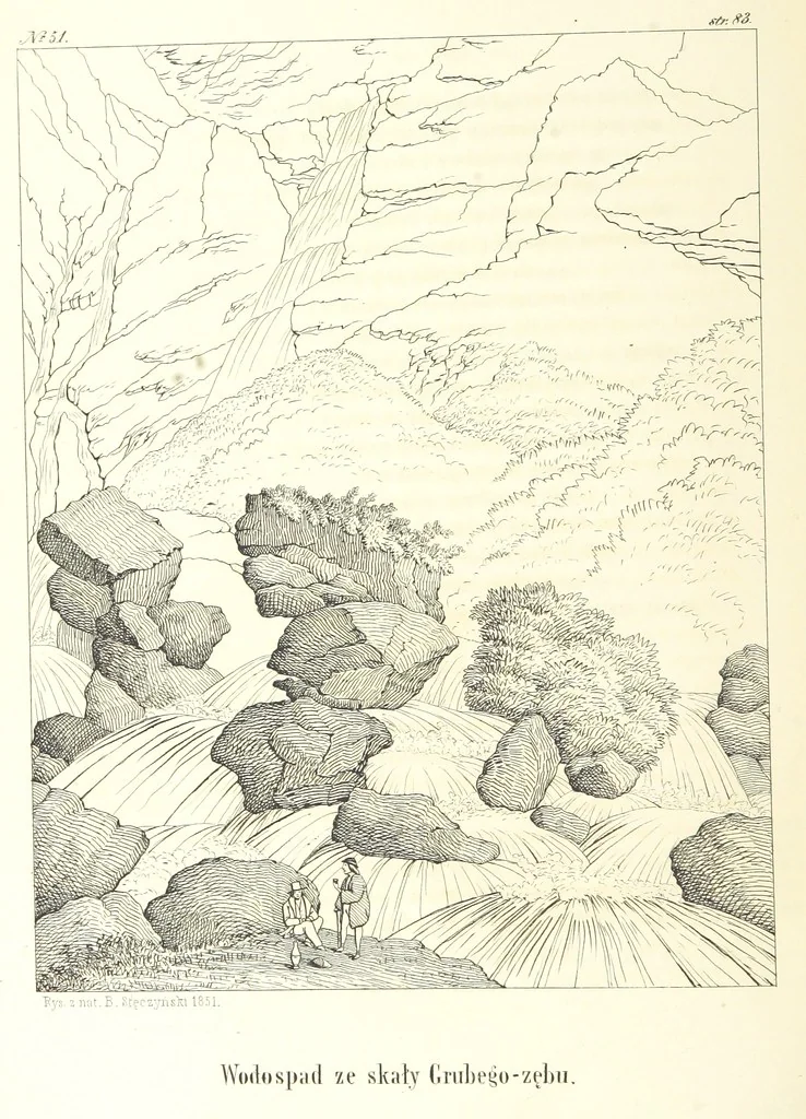 An illustration from Tatry, w dwudziestu czterech obrazach skreślone piórem i rylcem. [In verse.] ... Dzieło ozdobione 80 rvsunkami, przez autora z nautry zdiętemi, etc, 1860, leaf 206