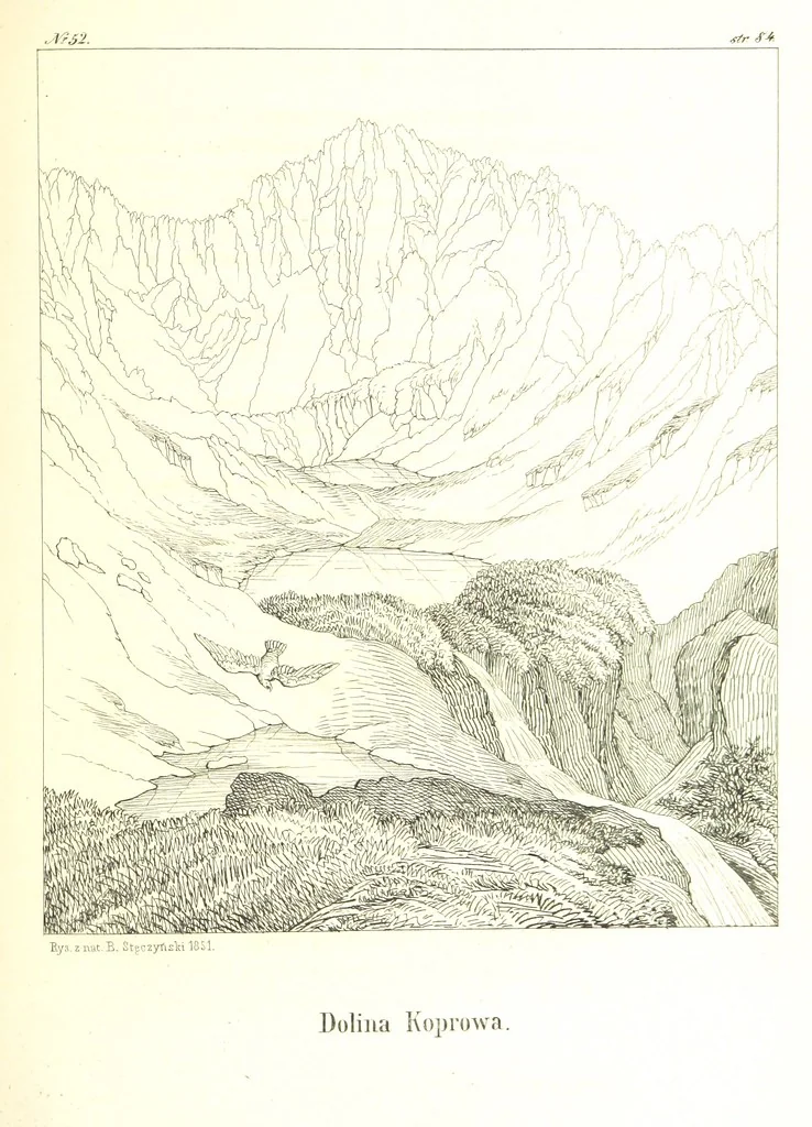 An illustration from Tatry, w dwudziestu czterech obrazach skreślone piórem i rylcem. [In verse.] ... Dzieło ozdobione 80 rvsunkami, przez autora z nautry zdiętemi, etc, 1860, leaf 209