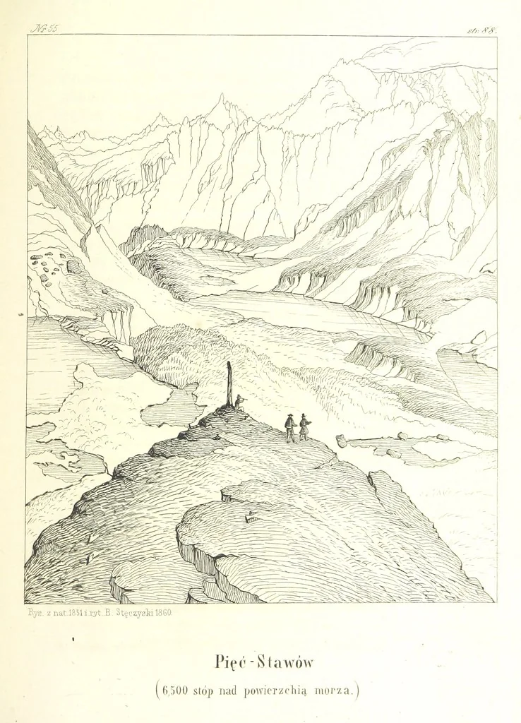 An illustration from Tatry, w dwudziestu czterech obrazach skreślone piórem i rylcem. [In verse.] ... Dzieło ozdobione 80 rvsunkami, przez autora z nautry zdiętemi, etc, 1860, leaf 219
