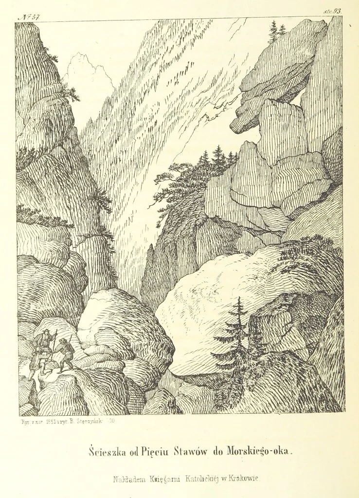 An illustration from Tatry, w dwudziestu czterech obrazach skreślone piórem i rylcem. [In verse.] ... Dzieło ozdobione 80 rvsunkami, przez autora z nautry zdiętemi, etc, 1860, leaf 228