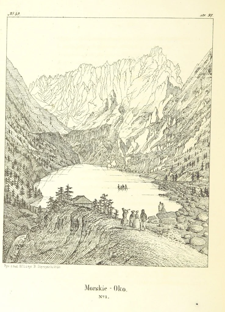 An illustration from Tatry, w dwudziestu czterech obrazach skreślone piórem i rylcem. [In verse.] ... Dzieło ozdobione 80 rvsunkami, przez autora z nautry zdiętemi, etc, 1860, leaf 236