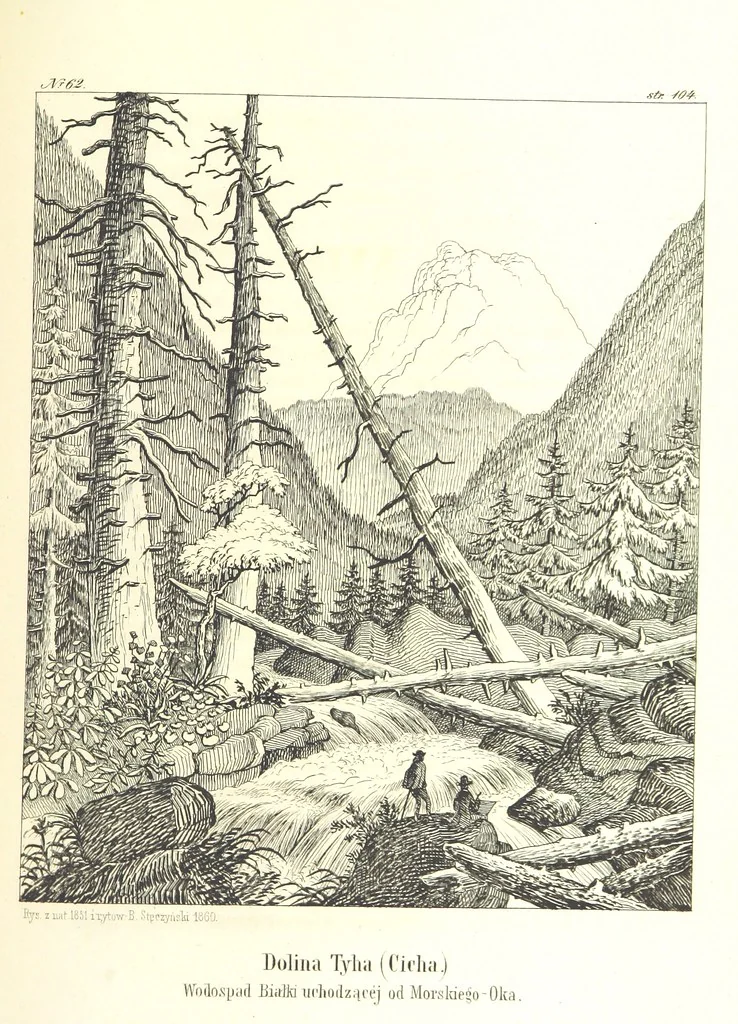 An illustration from Tatry, w dwudziestu czterech obrazach skreślone piórem i rylcem. [In verse.] ... Dzieło ozdobione 80 rvsunkami, przez autora z nautry zdiętemi, etc, 1860, leaf 249