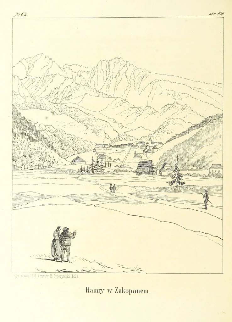 An illustration from Tatry, w dwudziestu czterech obrazach skreślone piórem i rylcem. [In verse.] ... Dzieło ozdobione 80 rvsunkami, przez autora z nautry zdiętemi, etc, 1860, leaf 256