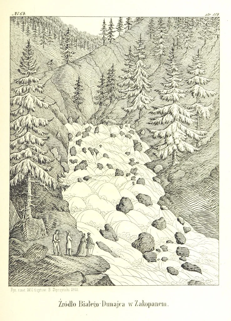 An illustration from Tatry, w dwudziestu czterech obrazach skreślone piórem i rylcem. [In verse.] ... Dzieło ozdobione 80 rvsunkami, przez autora z nautry zdiętemi, etc, 1860, leaf 261