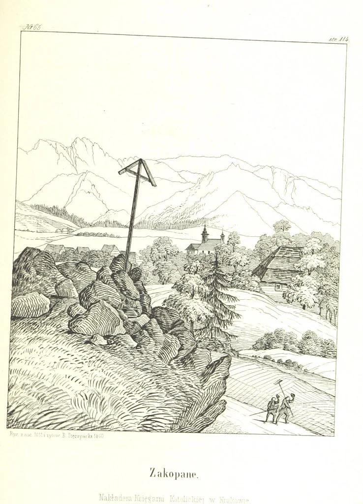 An illustration from Tatry, w dwudziestu czterech obrazach skreślone piórem i rylcem. [In verse.] ... Dzieło ozdobione 80 rvsunkami, przez autora z nautry zdiętemi, etc, 1860, leaf 265
