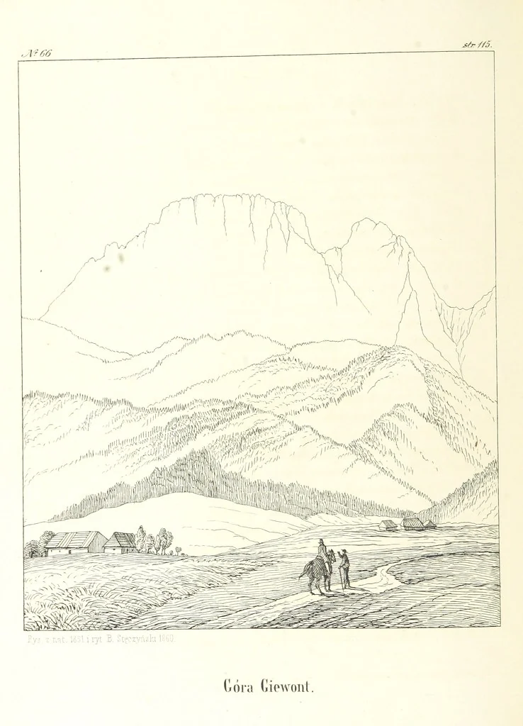An illustration from Tatry, w dwudziestu czterech obrazach skreślone piórem i rylcem. [In verse.] ... Dzieło ozdobione 80 rvsunkami, przez autora z nautry zdiętemi, etc, 1860, leaf 268