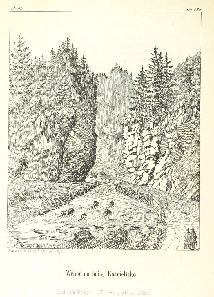 An illustration from Tatry, w dwudziestu czterech obrazach skreślone piórem i rylcem. [In verse.] ... Dzieło ozdobione 80 rvsunkami, przez autora z nautry zdiętemi, etc, 1860, leaf 284