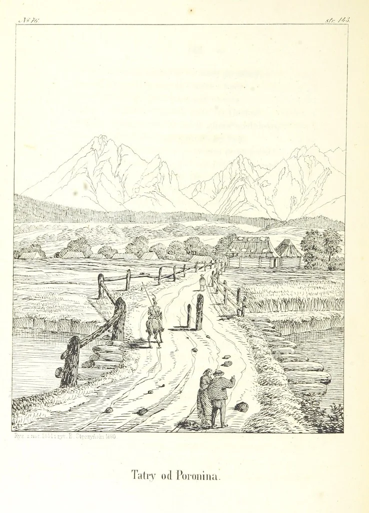 An illustration from Tatry, w dwudziestu czterech obrazach skreślone piórem i rylcem. [In verse.] ... Dzieło ozdobione 80 rvsunkami, przez autora z nautry zdiętemi, etc, 1860, leaf 316