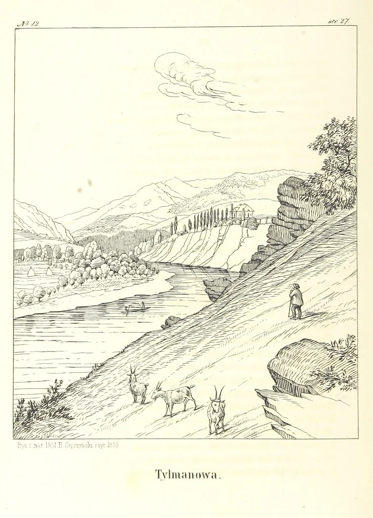 An illustration from Tatry, w dwudziestu czterech obrazach skreślone piórem i rylcem. [In verse.] ... Dzieło ozdobione 80 rvsunkami, przez autora z nautry zdiętemi, etc, 1860, leaf 72