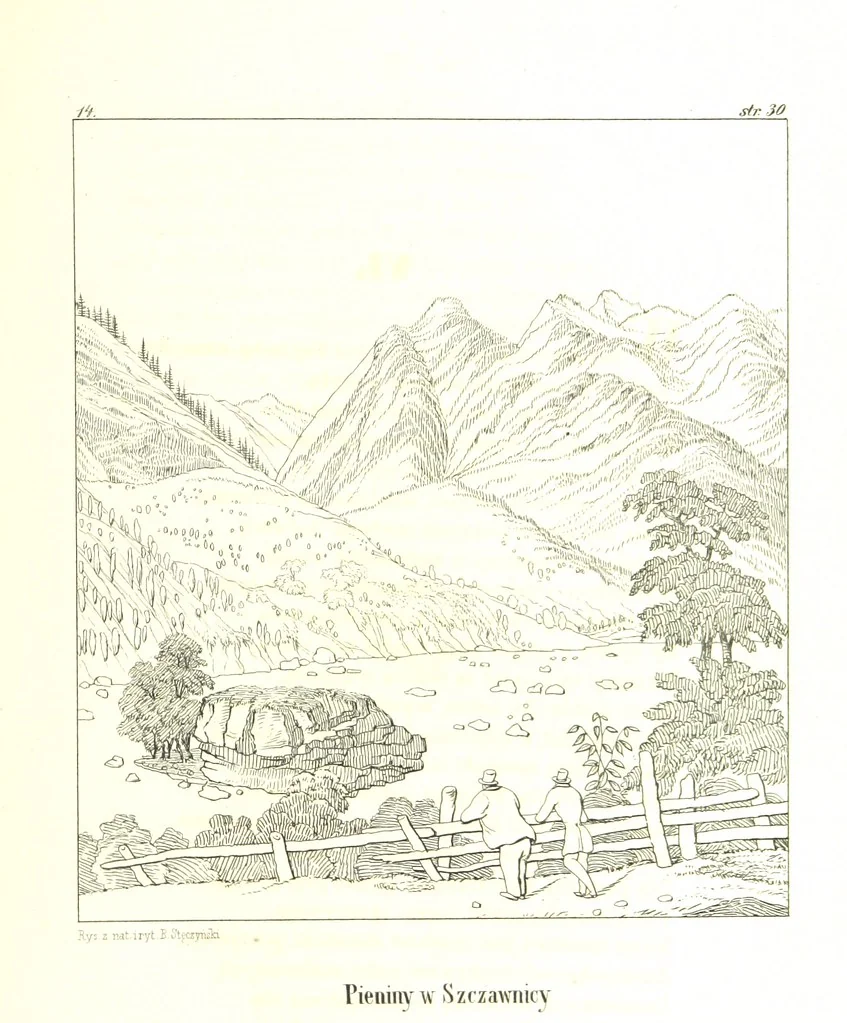 An illustration from Tatry, w dwudziestu czterech obrazach skreślone piórem i rylcem. [In verse.] ... Dzieło ozdobione 80 rvsunkami, przez autora z nautry zdiętemi, etc, 1860, leaf 79