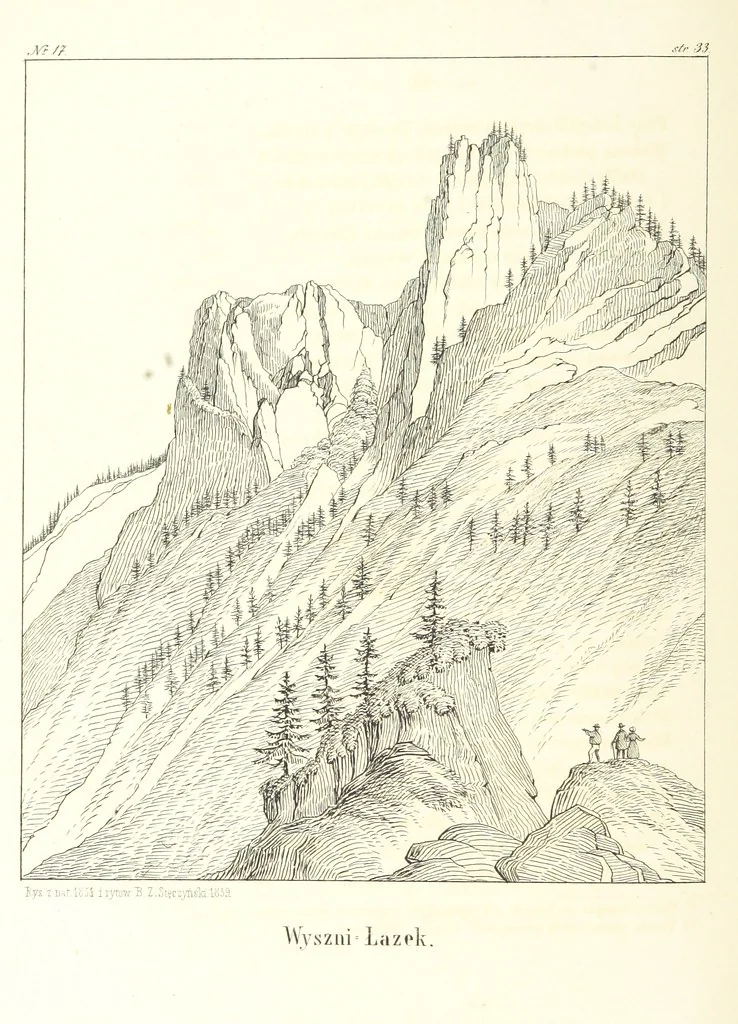 An illustration from Tatry, w dwudziestu czterech obrazach skreślone piórem i rylcem. [In verse.] ... Dzieło ozdobione 80 rvsunkami, przez autora z nautry zdiętemi, etc, 1860, leaf 88