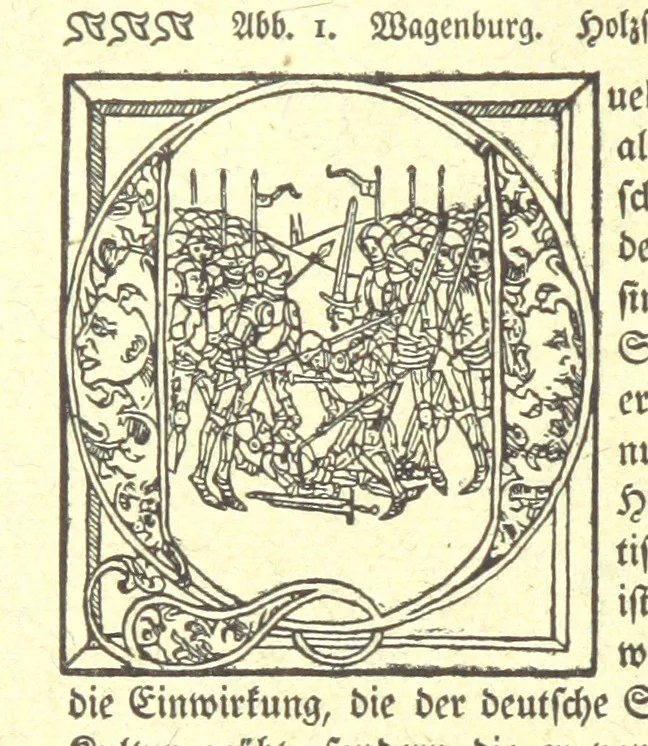 An illustration from Monographien zur deutschen Kulturgeschichte, herausgegeben von G. Steinhausen, 1899, leaf 8