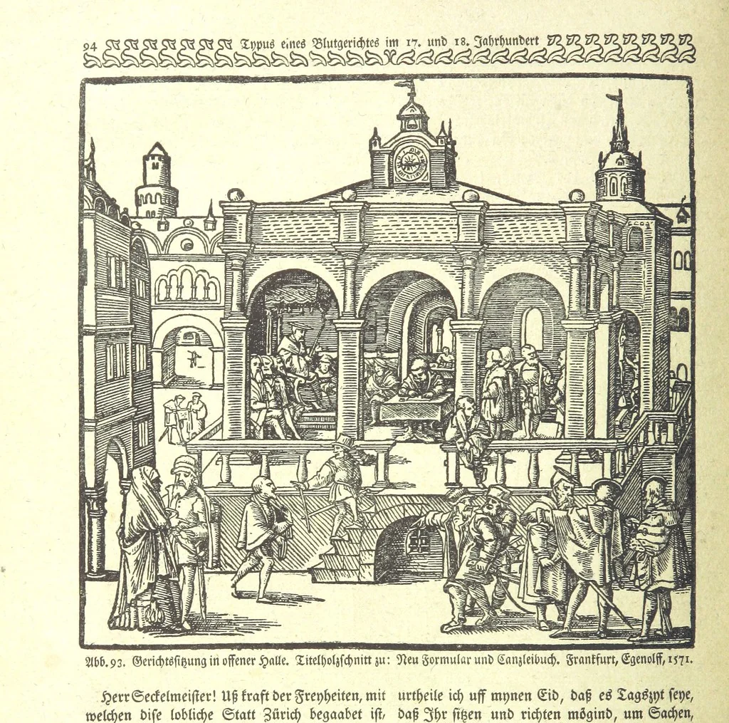 An illustration from Monographien zur deutschen Kulturgeschichte, herausgegeben von G. Steinhausen, 1899, leaf 112